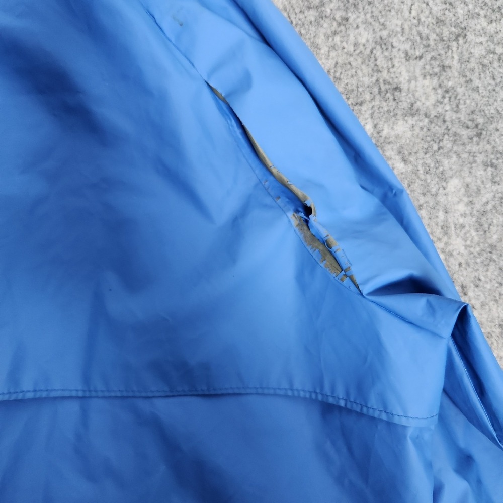 LL Bean VTG 90s Jacket Men L Blue Full Zip Raincoat Hood Vented Mesh Line Defect - Picture 8 of 9